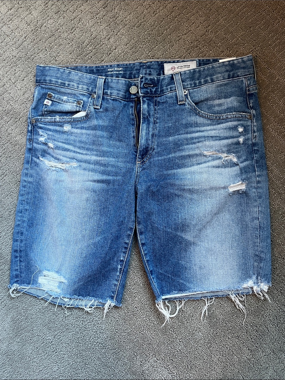 AG Distressed Denim Shorts - Blue